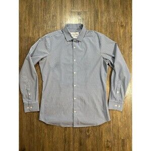 Mizzen Main Shirt Mens Medium Leeward Trim Fit Performance Stretch Blue Check